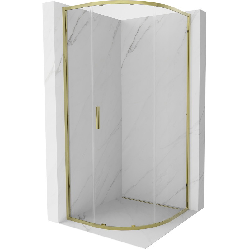 Mexen Exo-S cabina de duș semirotundă glisantă 90 x 90 cm, transparentă, aurie - 8131-090-090-50-00