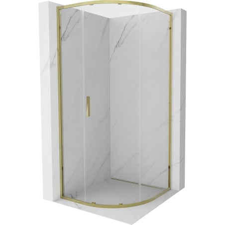 Cabină de duș semicirculară culisantă Mexen Exo 90 x 90 cm, transparentă, aurie - 8131-090-090-50-00