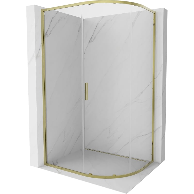 Cabină de duș Mexen Exo semicirculară glisantă 100 x 80 cm, transparentă, aurie - 8131-100-080-50-00