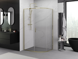 Mexen Exo cabină de duș semicirculară glisantă 100 x 90 cm, transparent, aurie - 8131-100-090-50-00