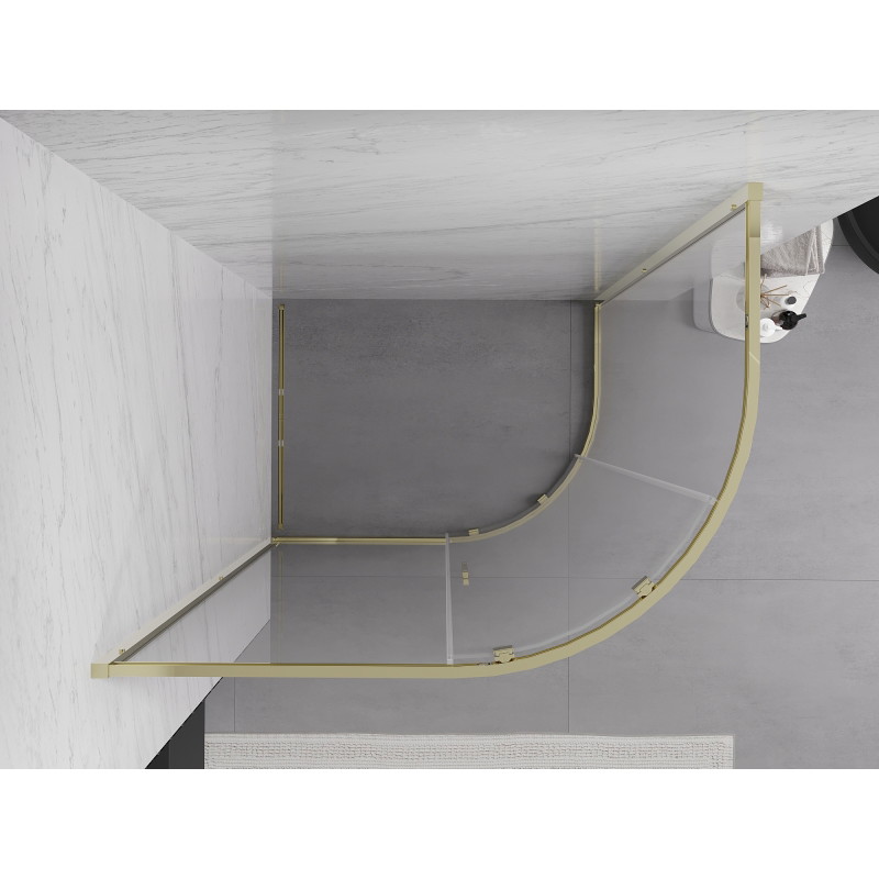 Mexen Exo-S cabina de duș semicirculară glisantă 100 x 90 cm, transparentă, aurie - 8131-100-090-50-00