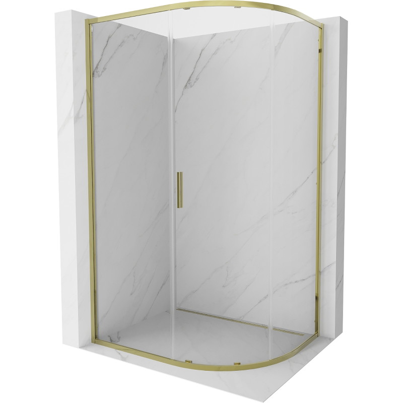 Mexen Exo-S cabina de duș semi-circulară asimetrică glisantă 120 x 90 cm, transparentă, aurie - 8131-120-090-50-00