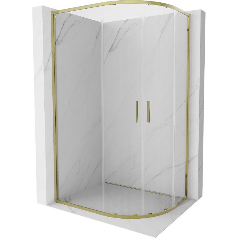 \Mexen Exo cabină de duș semirotundă glisantă 90 x 80 cm, transparentă, aurie - 8132-090-080-50-00