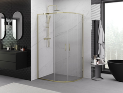 Mexen Exo cabină de duș semicirculară glisantă 100 x 80 cm, transparentă, aurie - 8132-100-080-50-00