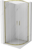Mexen Exo-S Duo cabina de duș cu formă semicirculară, glisantă 90 x 90 cm, transparentă, aurie - 8132-090-090-50-00