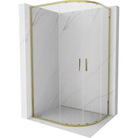 Mexen Exo cabină de duș semi-rotundă glisantă 120 x 90 cm, transparentă, auriu - 8132-120-090-50-00