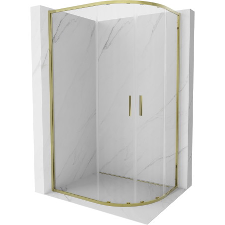 Mexen Exo-S Duo félköríves tolóajtós zuhanykabin 120 x 90 cm, átlátszó, arany - 8132-120-090-50-00