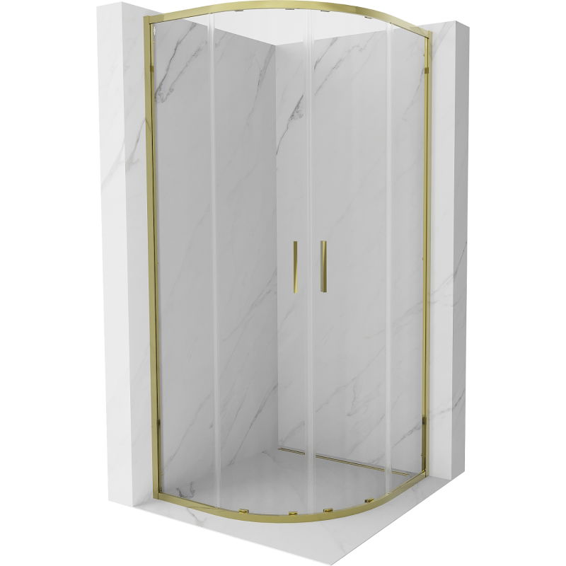 Mexen Exo cabină de duș semicirculară glisantă 100 x 100 cm, transparentă, aurie - 8132-100-100-50-00