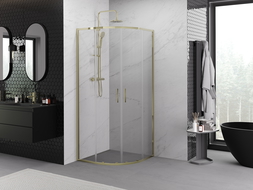 Mexen Exo cabină de duș semicirculară glisantă 100 x 100 cm, transparentă, aurie - 8132-100-100-50-00