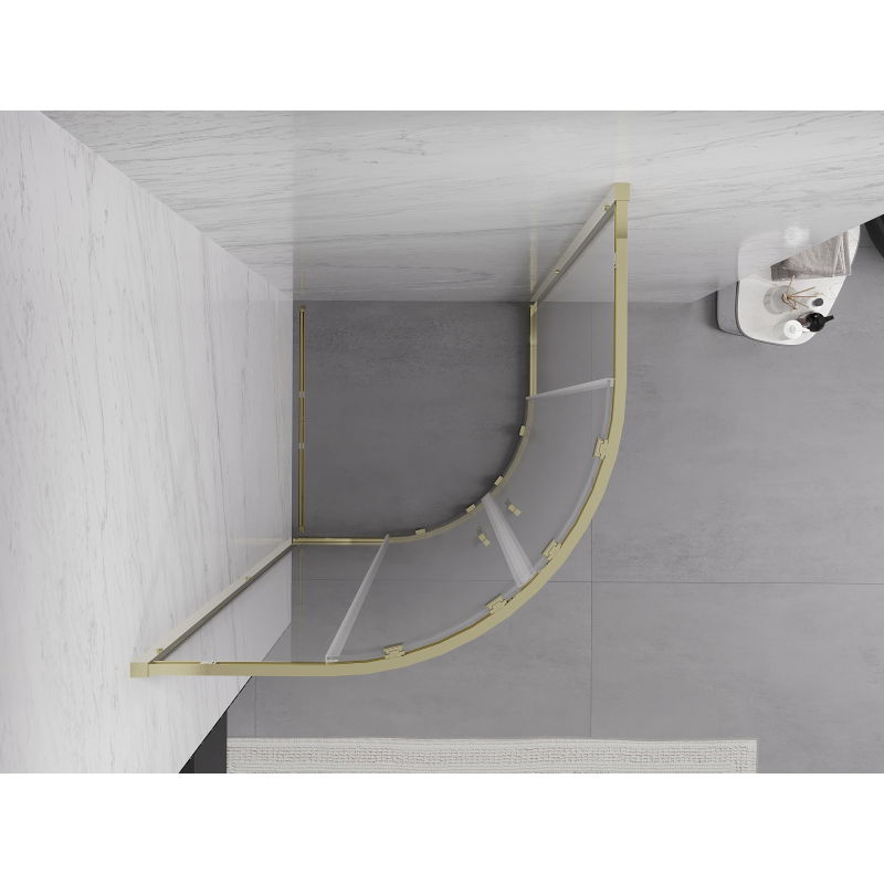 Mexen Exo cabină de duș semicirculară cu uși culisante 100 x 100 cm, transparentă, aurie - 8132-100-100-50-00