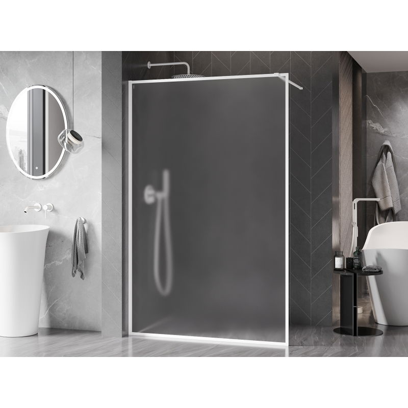 Mexen Kioto-F Walk-in zuhanyfal kerettel 120 x 202 cm, deres 8 mm, fehér - 800-120-104-20-30