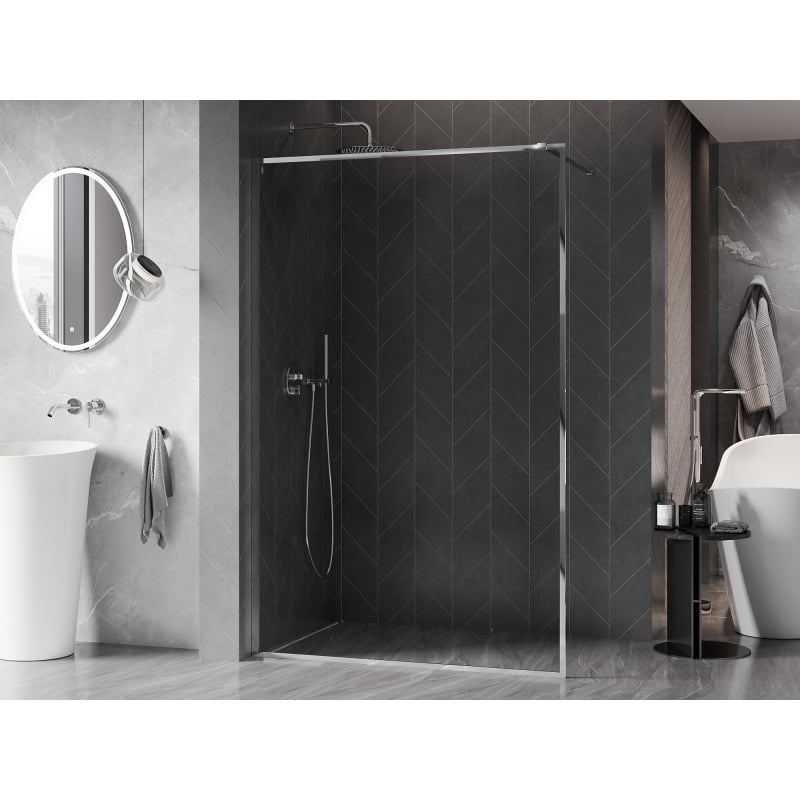 Mexen Kioto-F Walk-in zuhanyfal kerettel 115 x 202 cm, átlátszó 8 mm, króm - 800-115-104-01-00