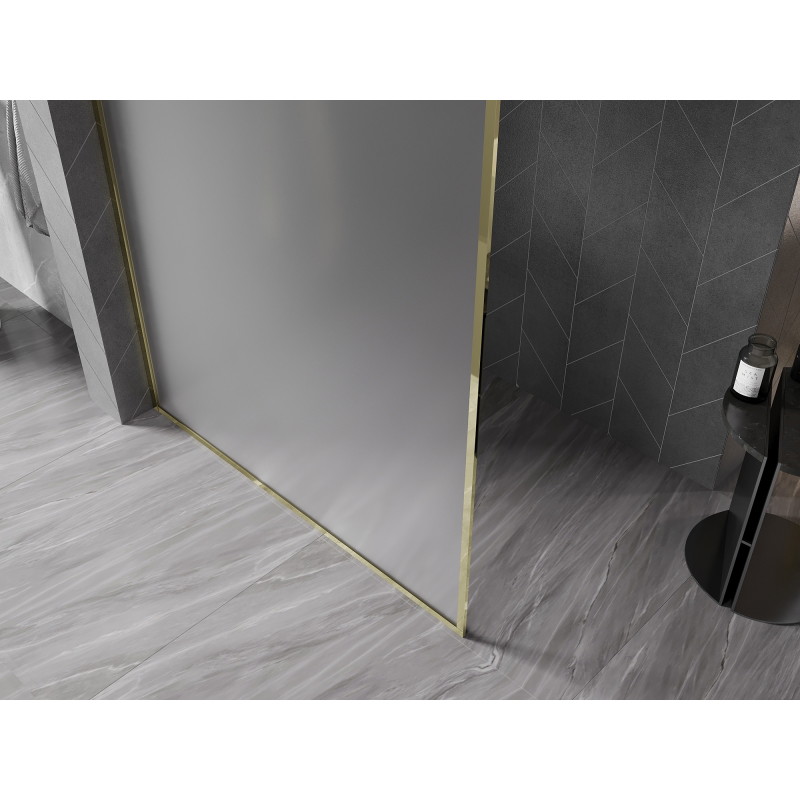 Mexen Kioto-F Pereți de duș Walk-in cu ramă 120 x 202 cm, înghețat 8 mm, auriu - 800-120-104-50-30