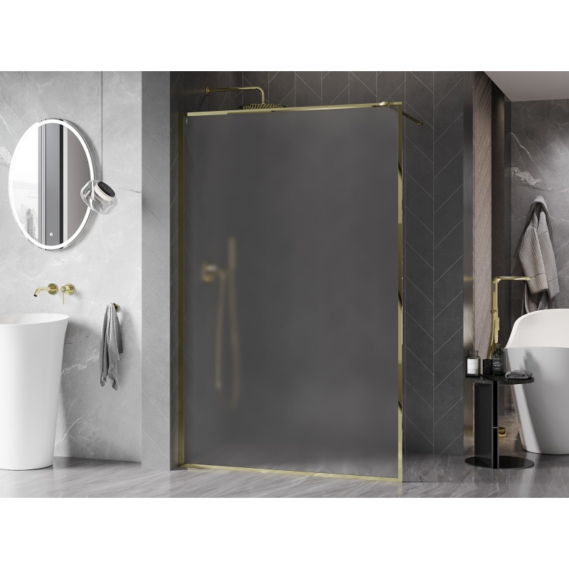 Mexen Kioto-F Pereți de duș Walk-in cu ramă 120 x 202 cm, înghețat 8 mm, auriu - 800-120-104-50-30
