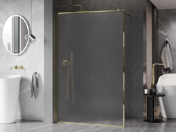 Mexen Kioto-F Walk-in zuhanyfal kerettel, 120 x 202 cm, zúzmarás, 8 mm, arany - 800-120-104-50-30