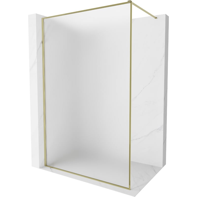 Mexen Kioto-F perete de duș Walk-in cu ramă 140 x 202 cm, geam mat 8 mm, auriu - 800-140-104-50-30