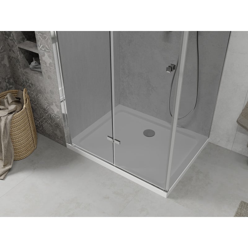 Mexen Lima cabina de duș pliabilă 90 x 70 cm, grafit, crom + cadă Flat, alb - 856-090-070-01-40-4010