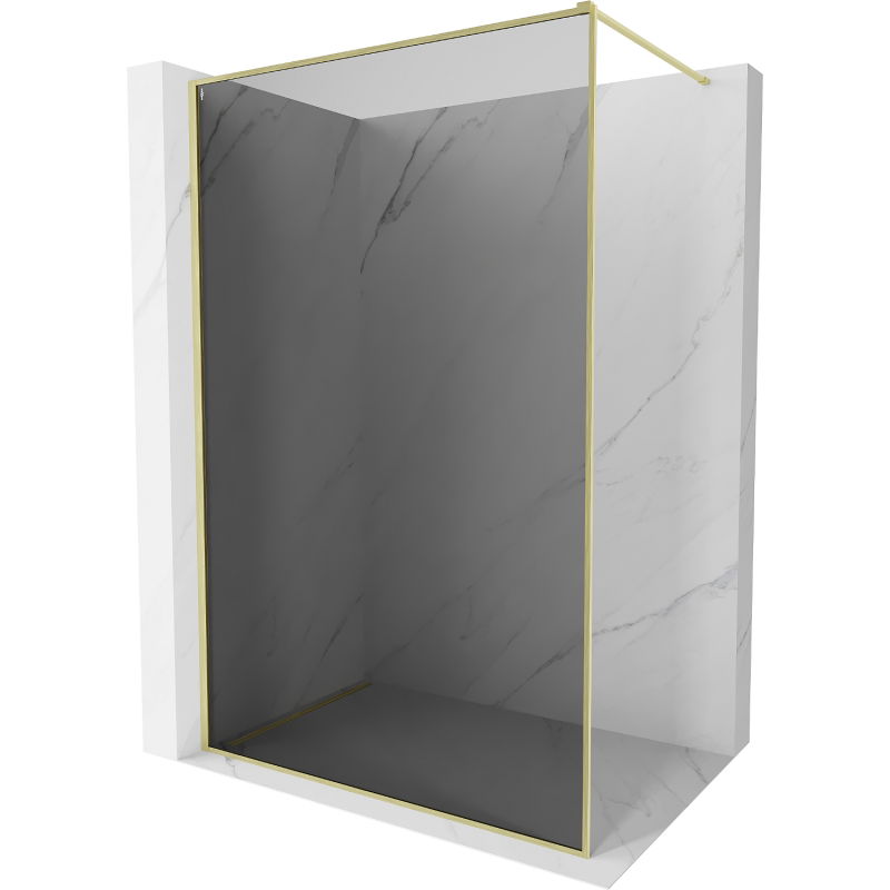 Mexen Kioto-F perete de duș Walk-in cu cadru 90 x 202 cm, grafit 8 mm, auriu periat - 800-090-104-55-40