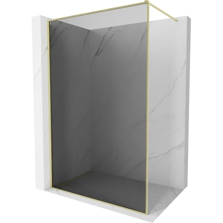 Mexen Kioto-F zuhanyfal Walk-in kerettel 130 x 202 cm, grafit 8 mm, arany kefélt - 800-130-104-55-40