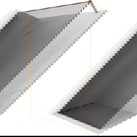 Mexen Kioto-F perete de duș Walk-in cu ramă 70 x 202 cm, grafit 8 mm, aur roz - 800-070-104-60-40