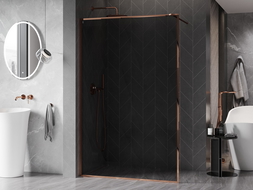 Mexen Kioto-F Walk-in zuhanyfal kerettel, 140 x 202 cm, grafit 8 mm, rózsaarany - 800-140-104-60-40