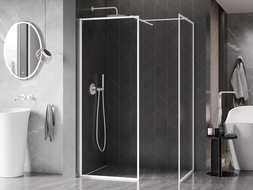 Mexen Kioto-F zuhanyfal Walk-in kerettel 105 x 100 cm, átlátszó 8 mm, fehér - 800-105-202-04-20-100