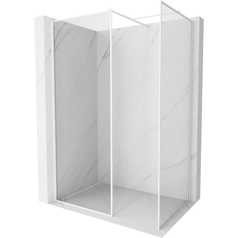 Mexen Kioto-F Perete de duș Walk-in cu ramă 140 x 120 cm, transparent 8 mm, alb - 800-140-202-04-20-120