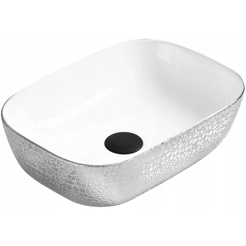 Mexen Rita 45 x 32 cm-es kézmosó tál, fehér/ezüst - 21084555