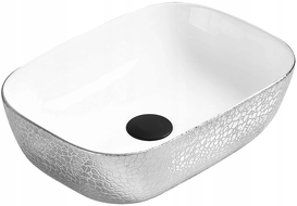 Mexen Rita 45 x 32 cm-es kézmosó tál, fehér/ezüst - 21084555