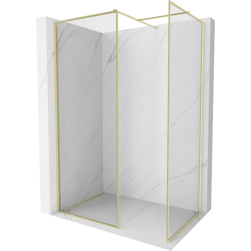 Mexen Kioto-F perete de duș Walk-in cu ramă 125 x 80 cm, transparent 8 mm, auriu periat - 800-125-202-04-55-080