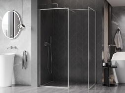 Mexen Kioto-F zuhanyfal Walk-in kerettel 100 x 70 cm, átlátszó 8 mm, csiszolt nikkel - 800-100-202-04-97-070