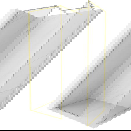 Mexen Kioto-F perete de duș Walk-in cu ramă de 100 x 90 cm, transparent 8 mm, auriu periat - 800-100-202-04-55-090