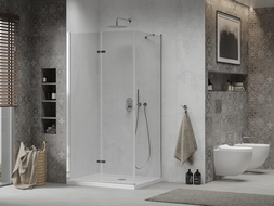 Mexen Lima összecsukható zuhanykabin 70 x 100 cm, átlátszó, króm + Flat zuhanytálca - 856-070-100-01-00-4010