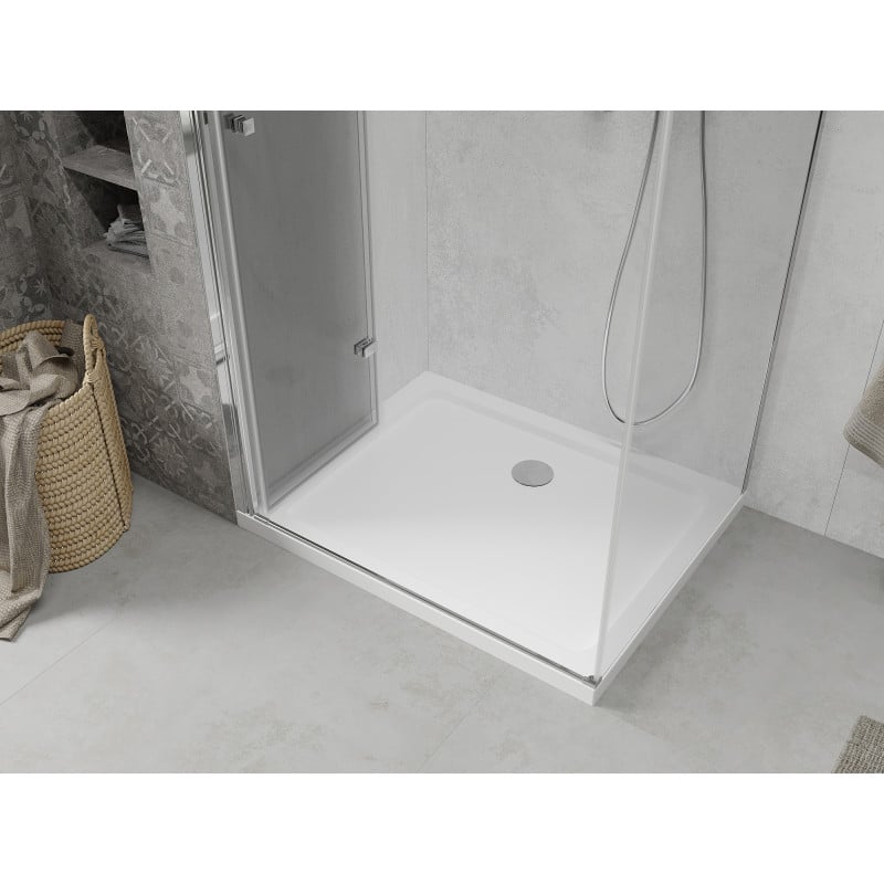 Mexen Lima összehajtható zuhanykabin 80 x 100 cm, átlátszó, króm + Flat zuhanytálca - 856-080-100-01-00-4010