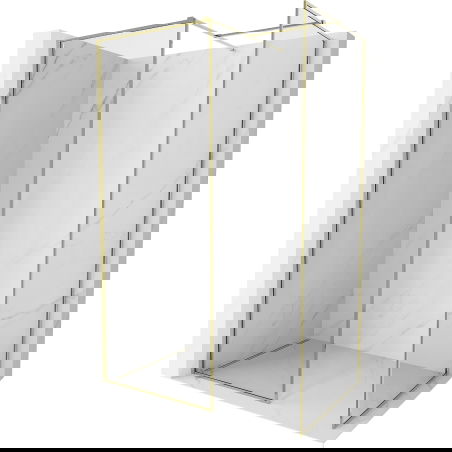 Mexen Kioto-F ściankă de duş Walk-in cu ramă 125 x 90 cm, transparentă 8 mm, auriu - 800-125-202-04-50-090