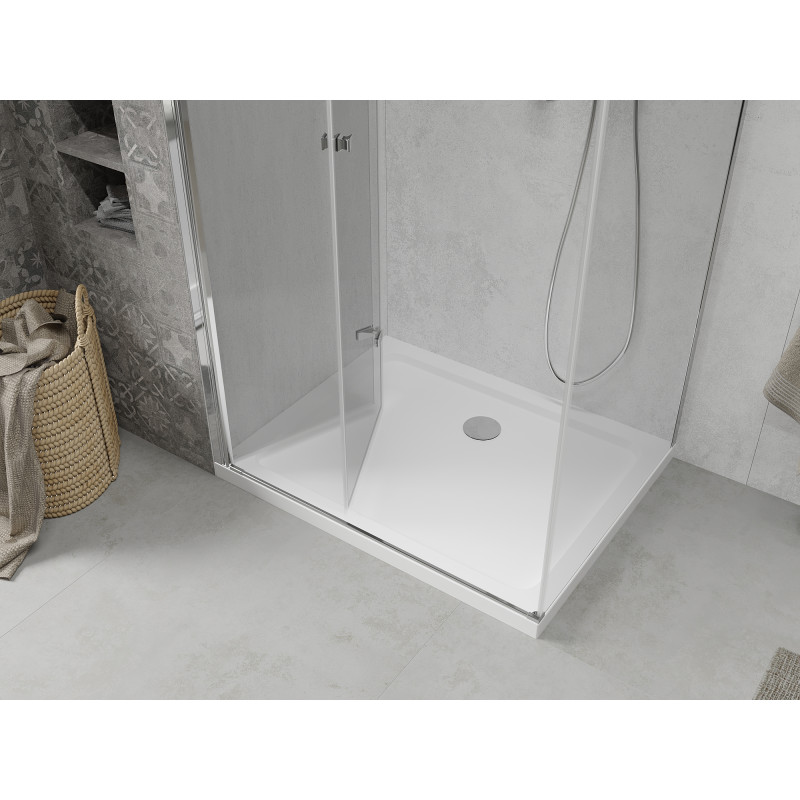 Mexen Lima cabina de duș pliabilă 100 x 80 cm, transparent, crom + cadă Flat - 856-100-080-01-00-4010