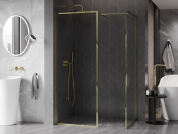 Mexen Kioto-F perete de duș Walk-in cu cadru 150 x 90 cm, transparent 8 mm, auriu - 800-150-202-04-50-090