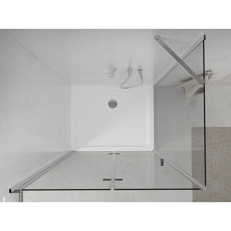 Mexen Lima cabina de duș pliabilă 110 x 70 cm, transparentă, cromată + cadă de duș Flat - 856-110-070-01-00-4010