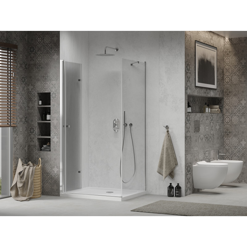 Mexen Lima cabina de duș pliabilă 110 x 70 cm, transparentă, cromată + cadă de duș Flat - 856-110-070-01-00-4010