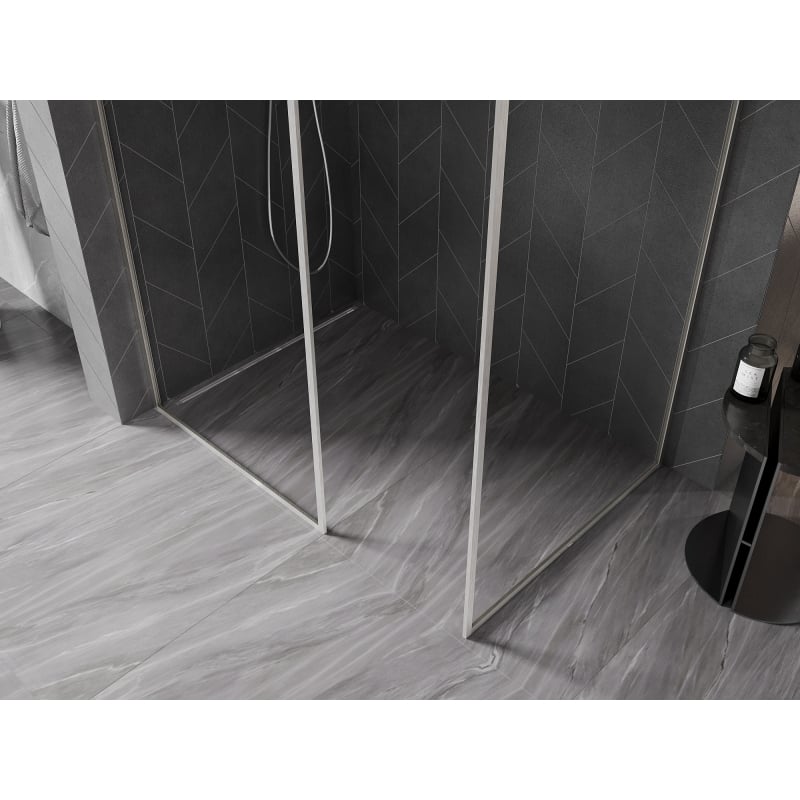 Mexen Kioto-F Panou de duș Walk-in cu ramă 160 x 105 cm, transparent 8 mm, nichel periat - 800-160-202-04-97-105