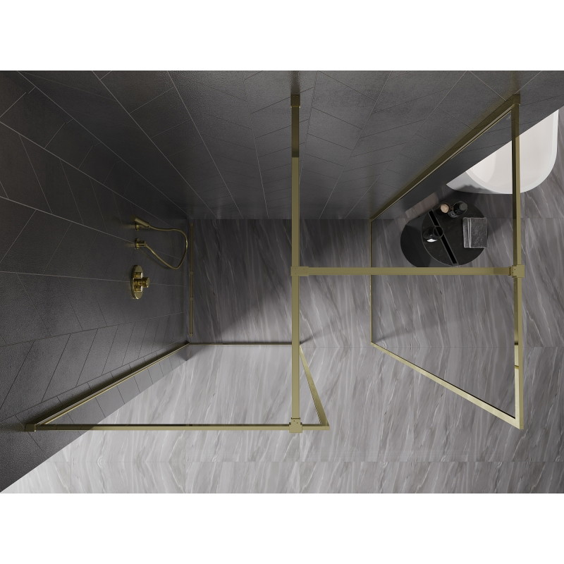 Mexen Kioto-F perete de duș Walk-in cu ramă 140 x 100 cm, transparent 8 mm, auriu - 800-140-202-04-50-100