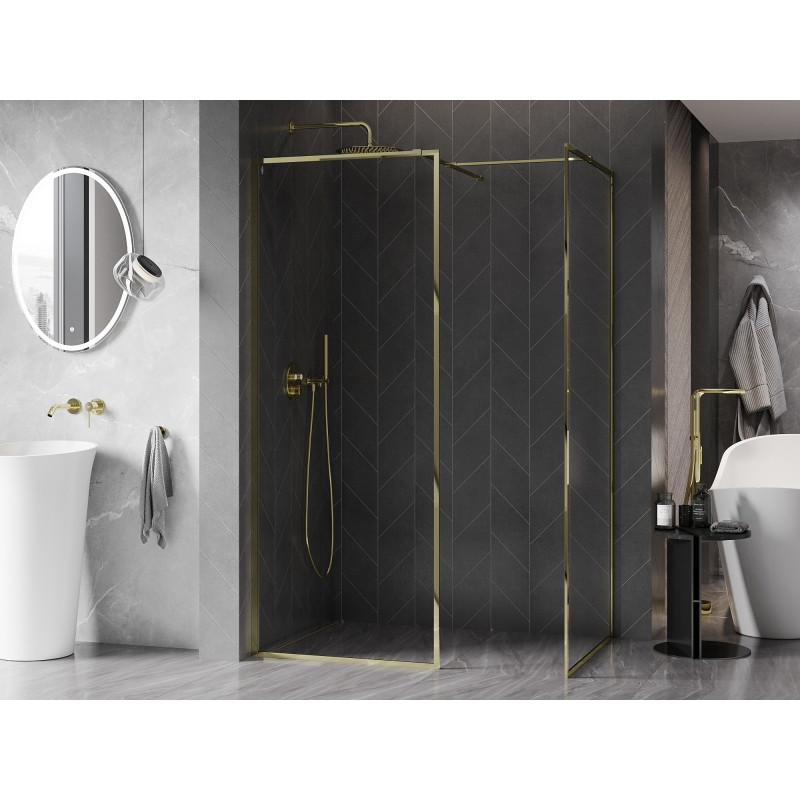 Mexen Kioto-F panou de duș Walk-in cu cadru 170 x 105 cm, transparent 8 mm, auriu - 800-170-202-04-50-105