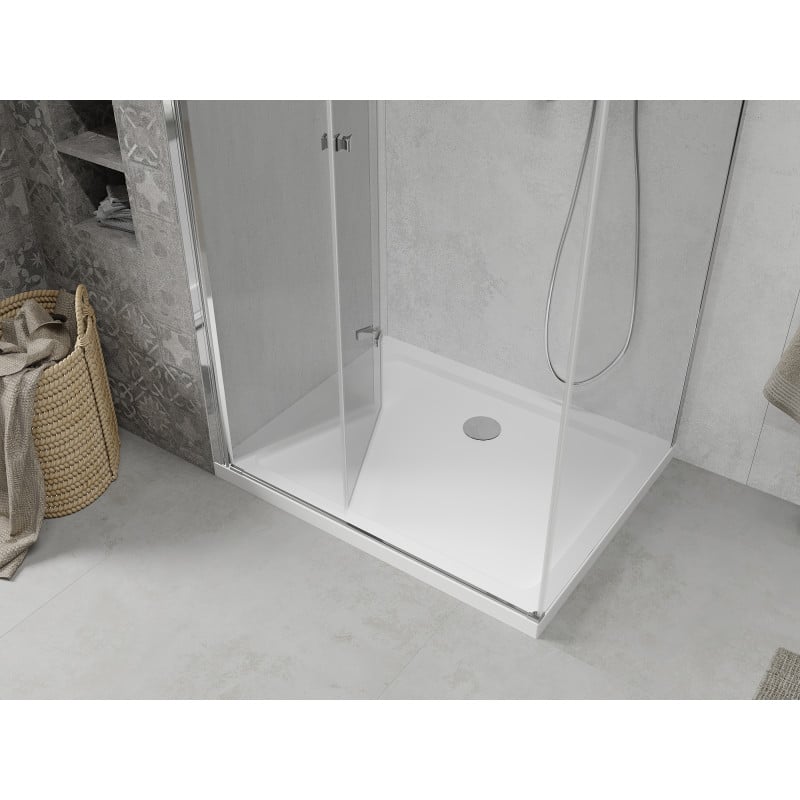 Mexen Lima összecsukható zuhanykabin 120 x 100 cm, átlátszó, króm + Flat zuhanytálca - 856-120-100-01-00-4010