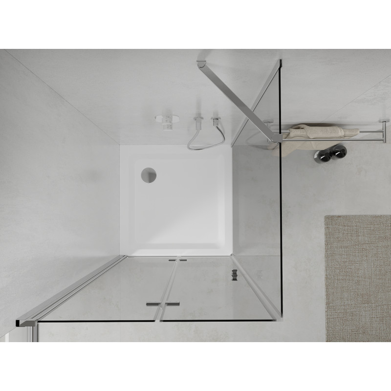 Mexen Lima cabina de duș pliabilă 90 x 90 cm, transparentă, crom + cadă Flat - 856-090-090-01-00-4010