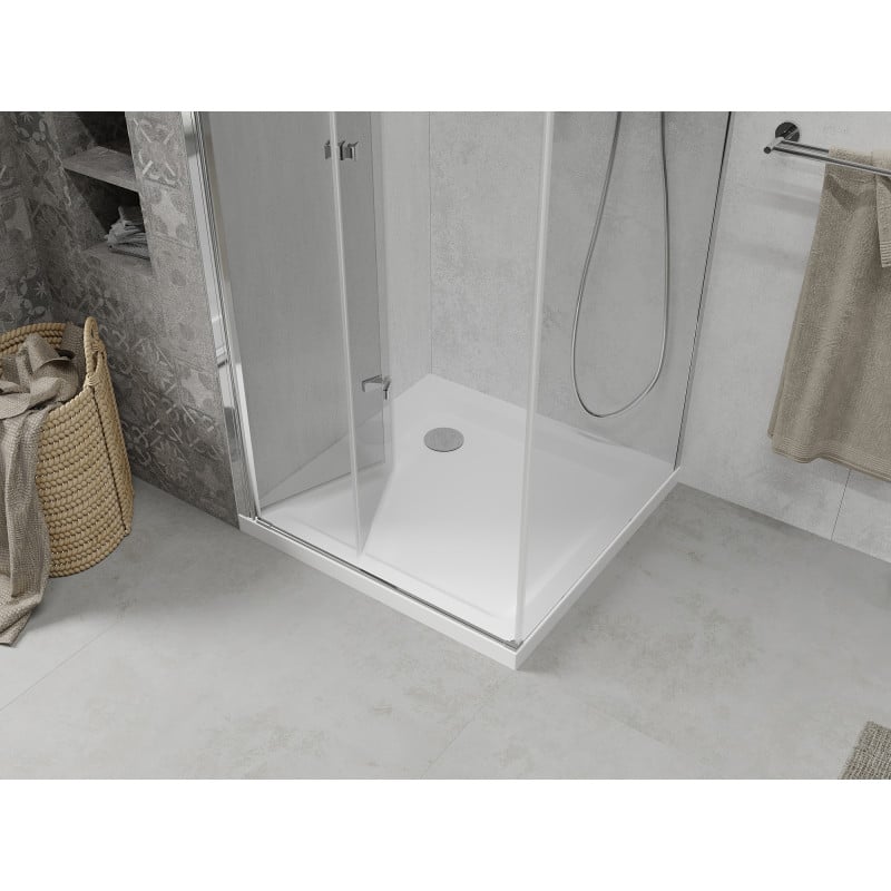 Mexen Lima cabina de duș pliabilă 70 x 70 cm, transparentă, cromată + cadă Flat - 856-070-070-01-00-4010