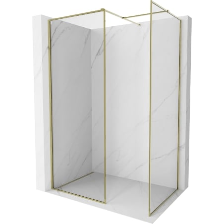 Mexen Kioto-F Walk-in zuhanyfal kerettel 145 x 120 cm, átlátszó 8 mm, arany - 800-145-202-04-50-120