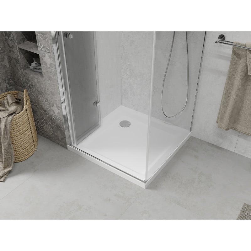 Mexen Lima cabina de duș pliabilă 70 x 70 cm, transparentă, cromată + cadă Flat - 856-070-070-01-00-4010