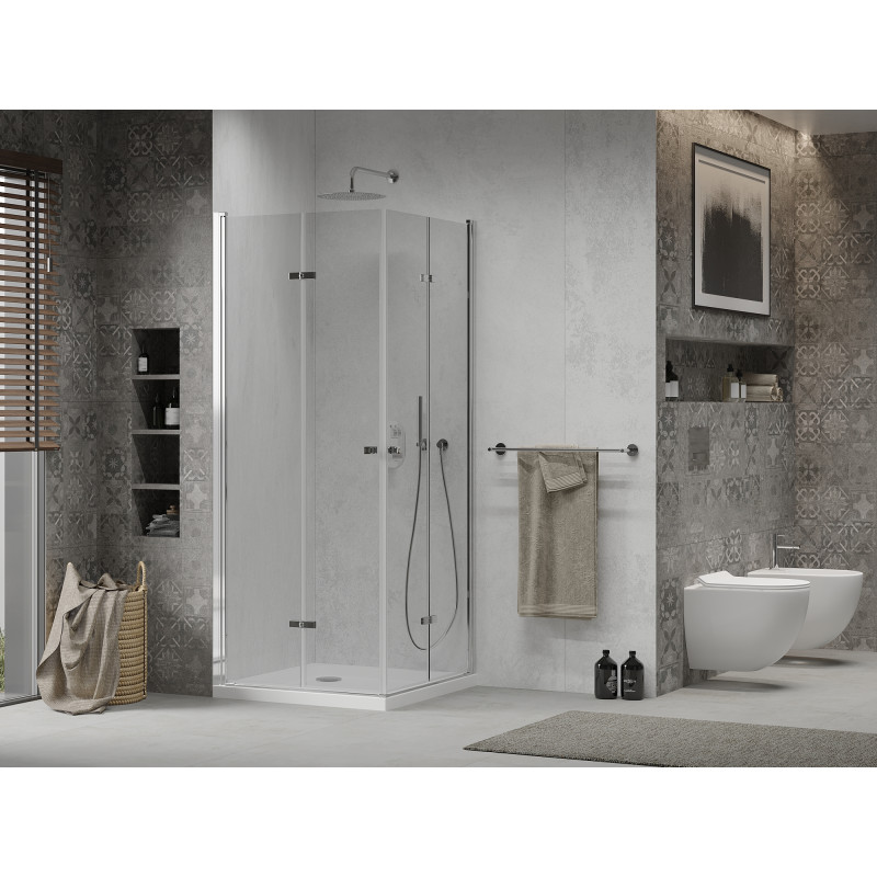 Mexen Lima Cabină de duș Duo pliabilă 70 x 70 cm, transparentă, crom + cadă Flat - 856-070-070-01-02-4010