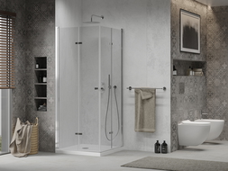 Mexen Lima Duo cabină de duș pliabilă 70 x 70 cm, transparent, Crom + cadă de duș Flat - 856-070-070-01-02-4010