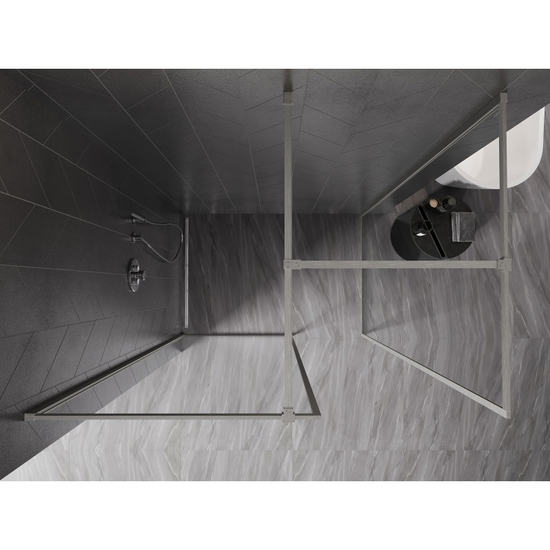Mexen Kioto-F perete de duș Walk-in cu ramă 170 x 110 cm, transparentă 8 mm, nichel periat - 800-170-202-04-97-110